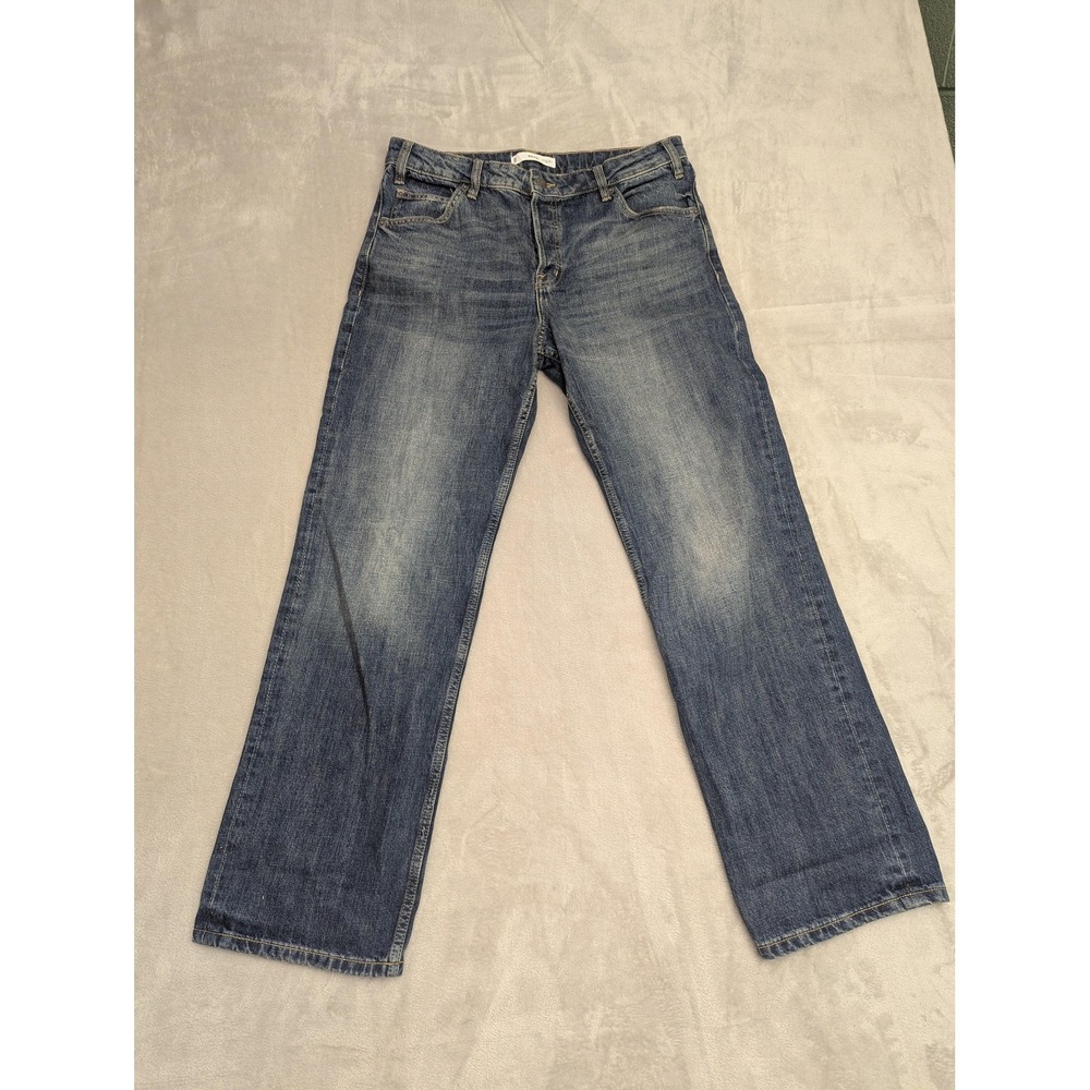 MNG Jeans Womens 8 Blue Medium Wash High Rise‎ Straight Button Fly Denim
